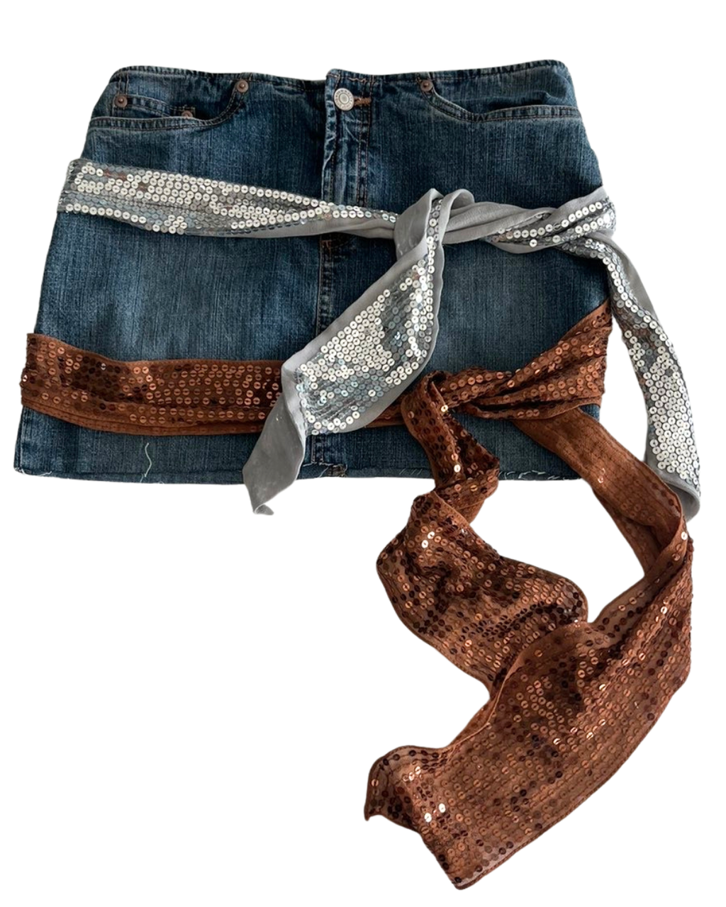 Jean Skirt with Sequin Fabric Details