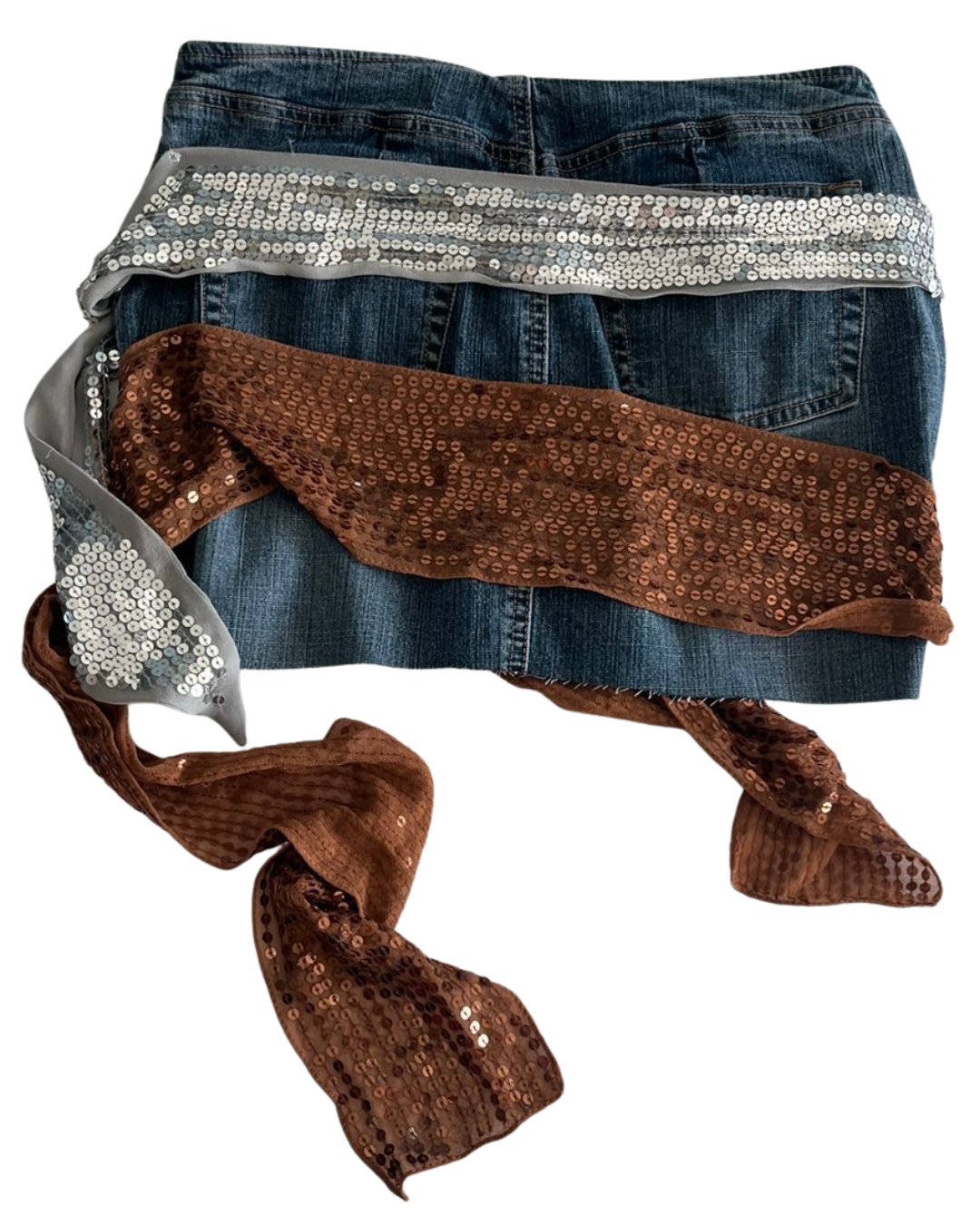 Jean Skirt with Sequin Fabric Details