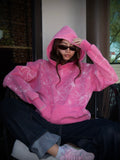 Hand-Painted Flower Bubble Streetwear Hoodie