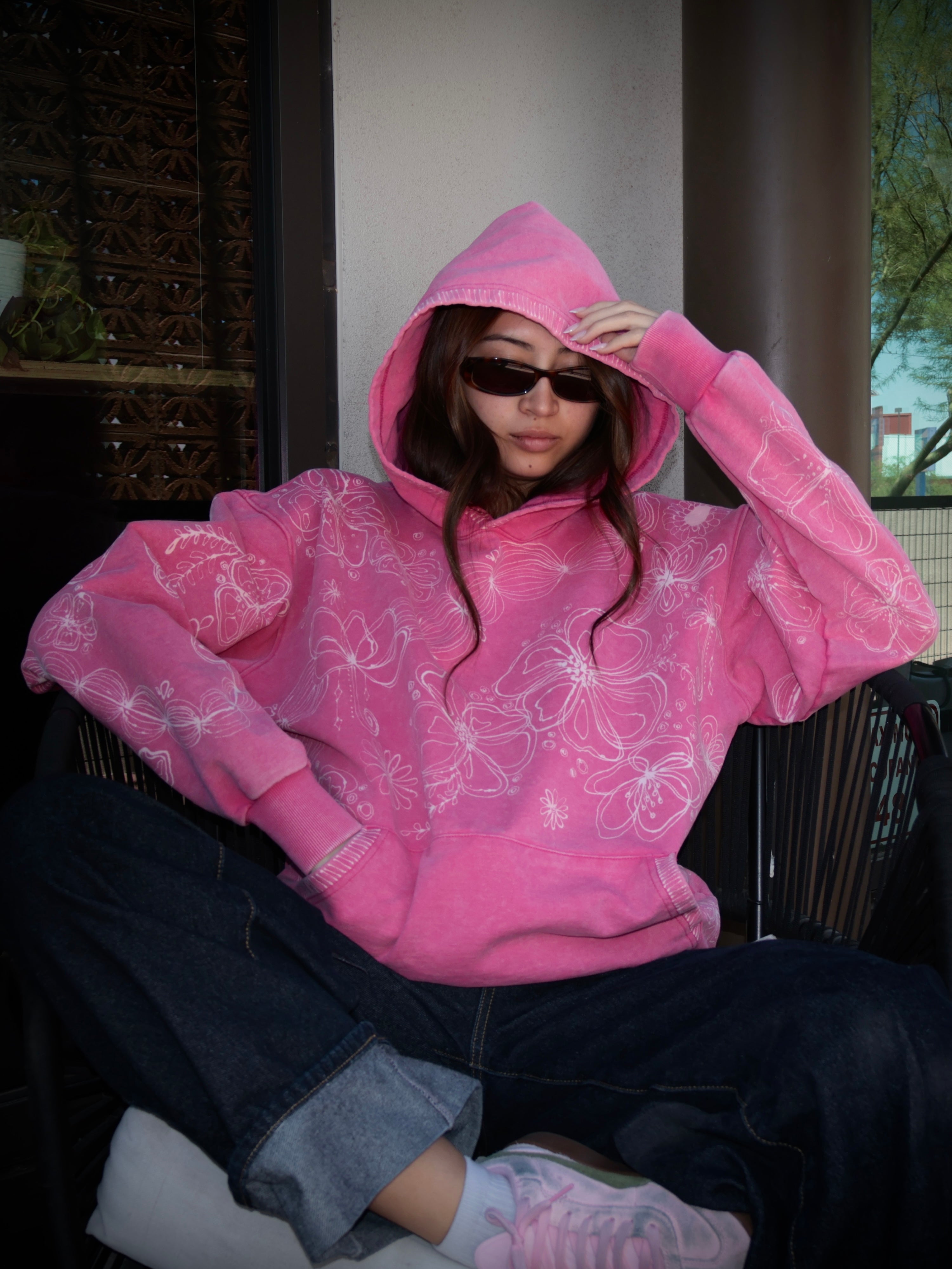 Hand-Painted Flower Bubble Streetwear Hoodie